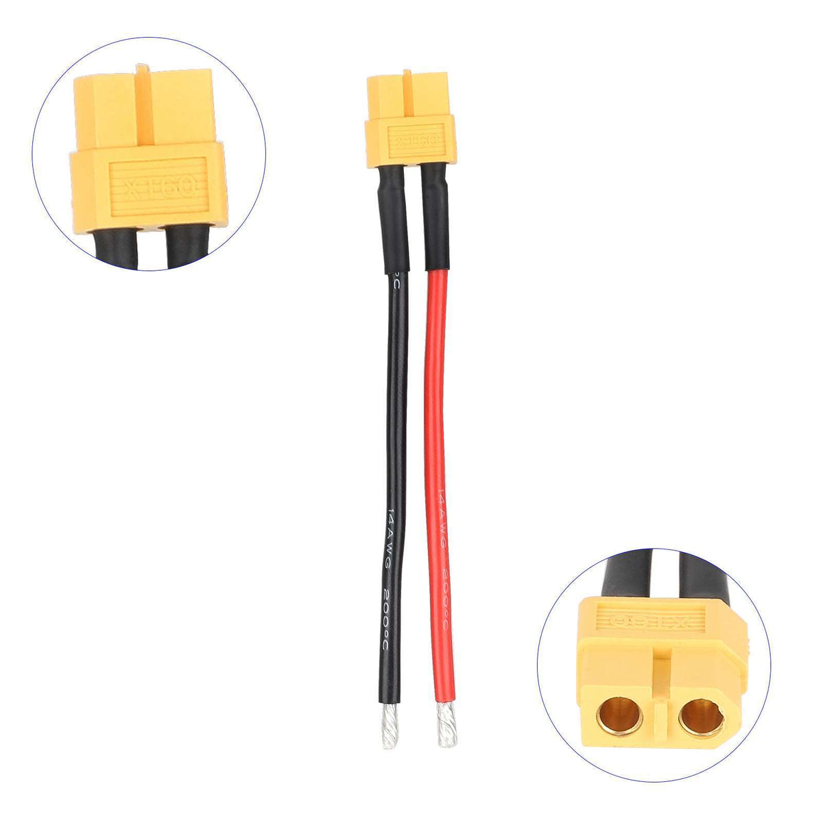 XT60 Jungtis Kištukas su 10cm Kabeliu (14 AWG)