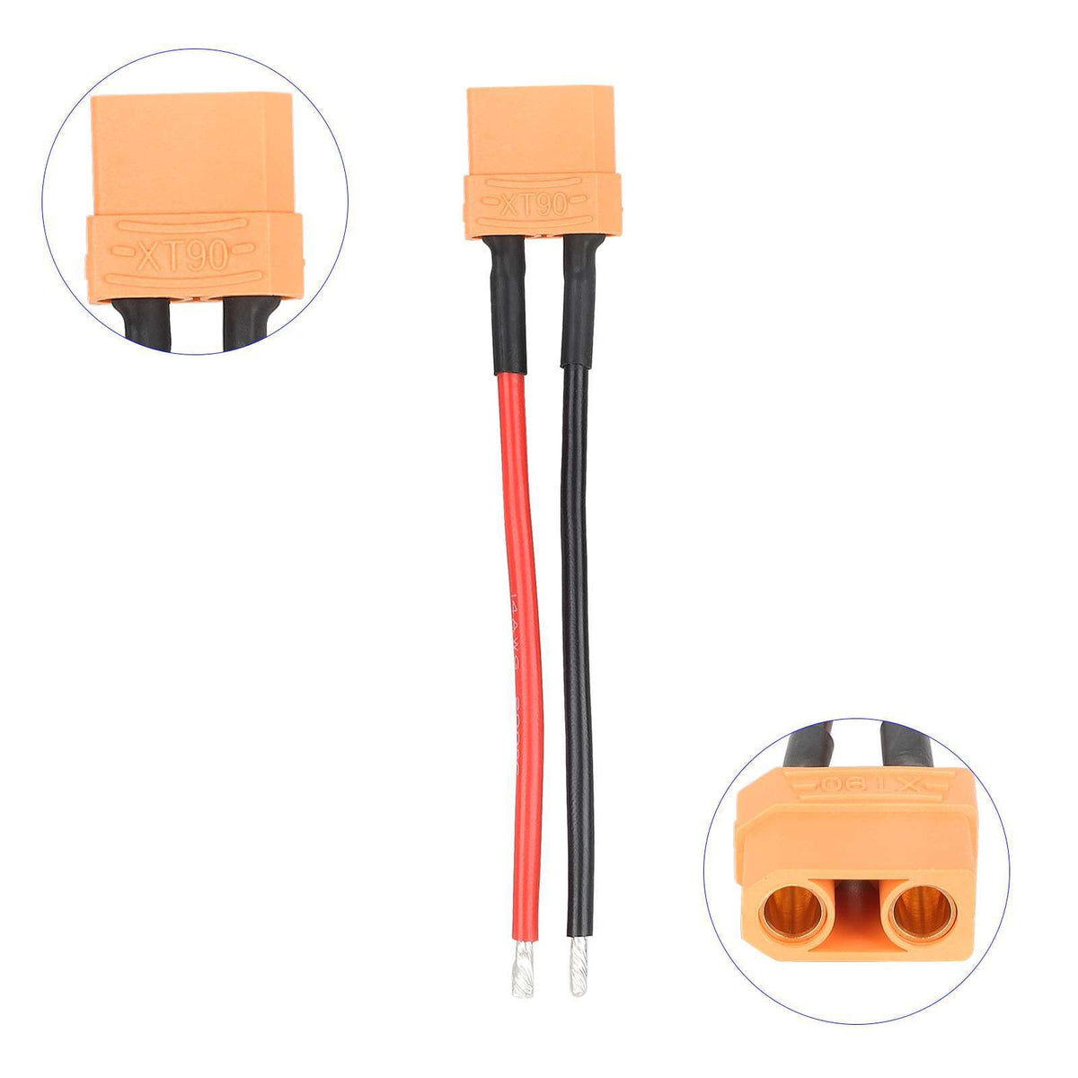 XT90 Jungtis Lizdas su 10cm Kabeliu (14 AWG)