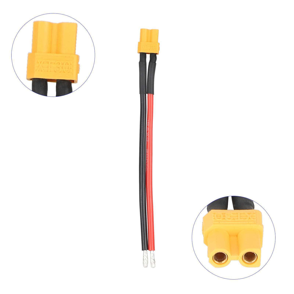 XT30 Jungtis Lizdas su 10cm Kabeliu (14 AWG)