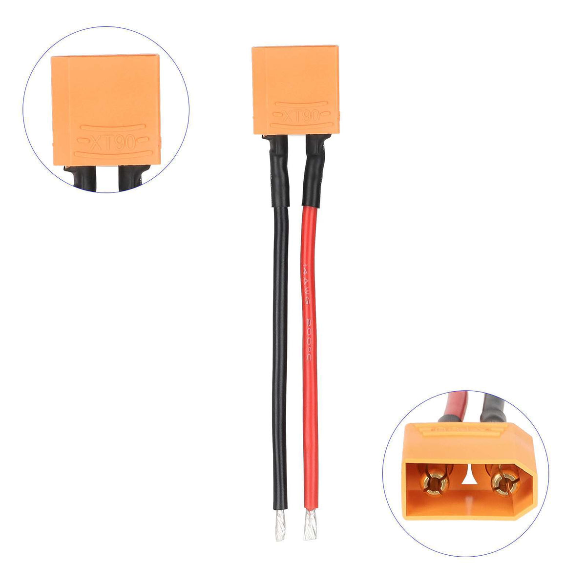 XT90 Jungtis Lizdas su 10cm Kabeliu (14 AWG)