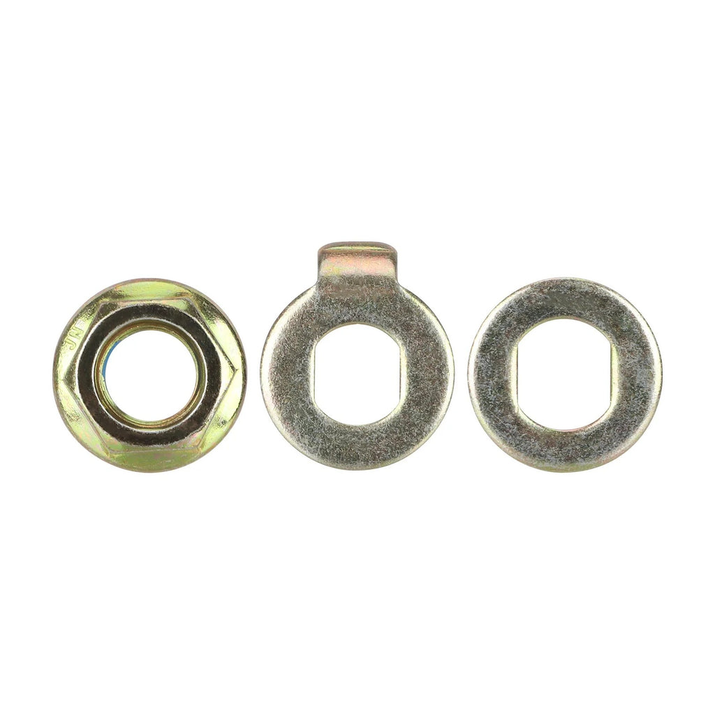 12 mm rato tvirtinimo komplektas (veržlė + poveržlė + fiksavimo poveržlė su auselėmis)