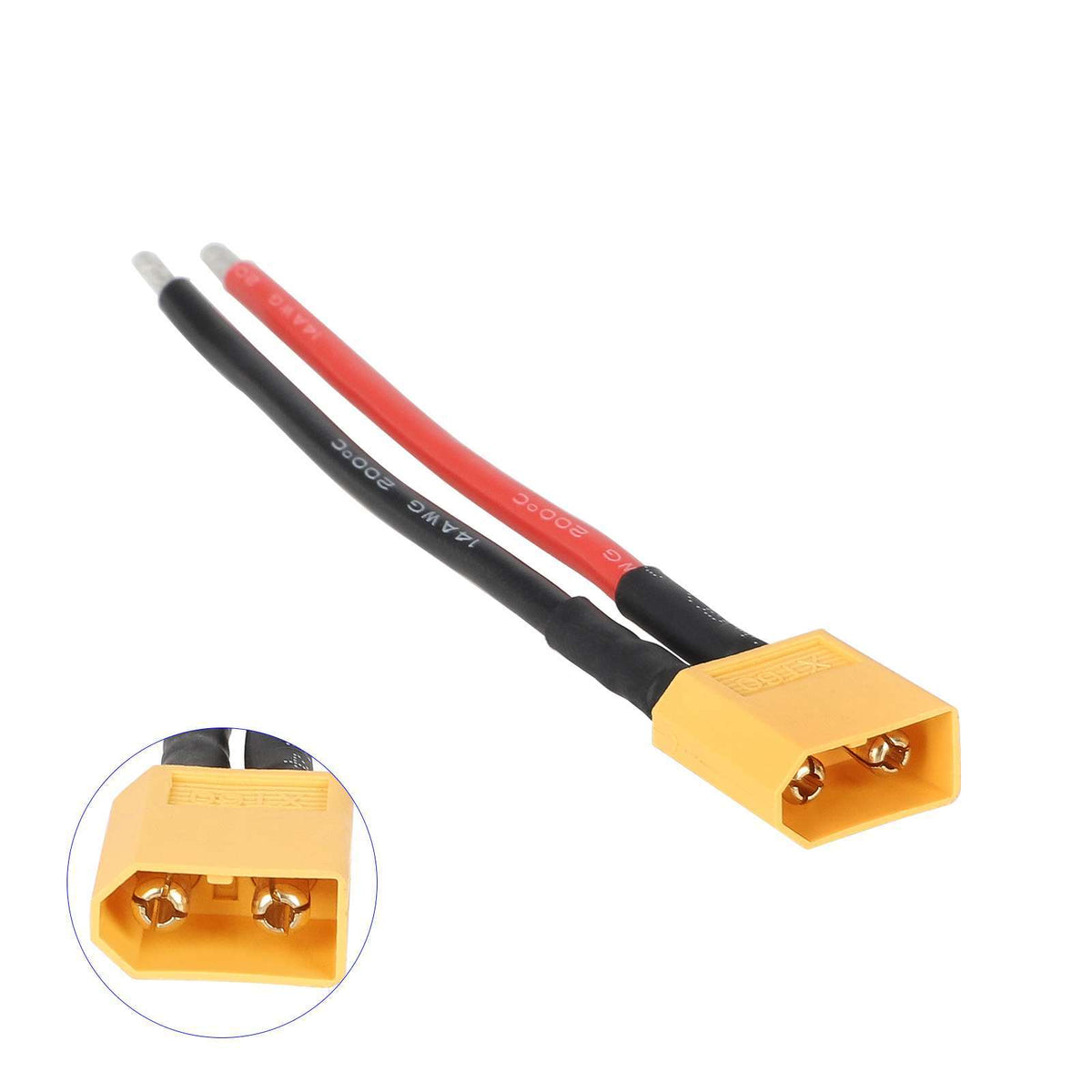 XT60 Jungtis su 10cm Kabeliu (14 AWG)