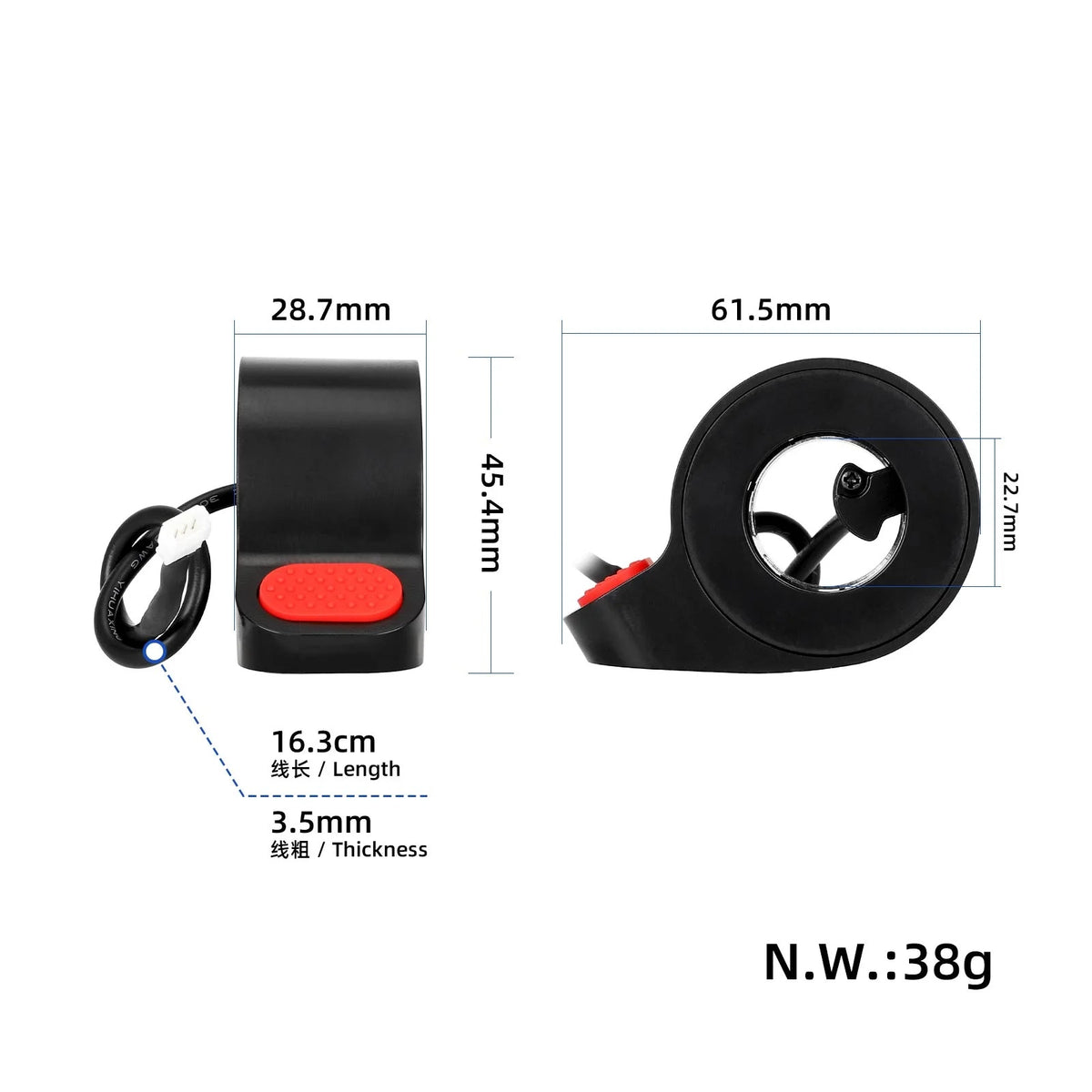 Raudona gazo rankenėlė | Xiaomi M365 / Pro / Pro2 / 1S