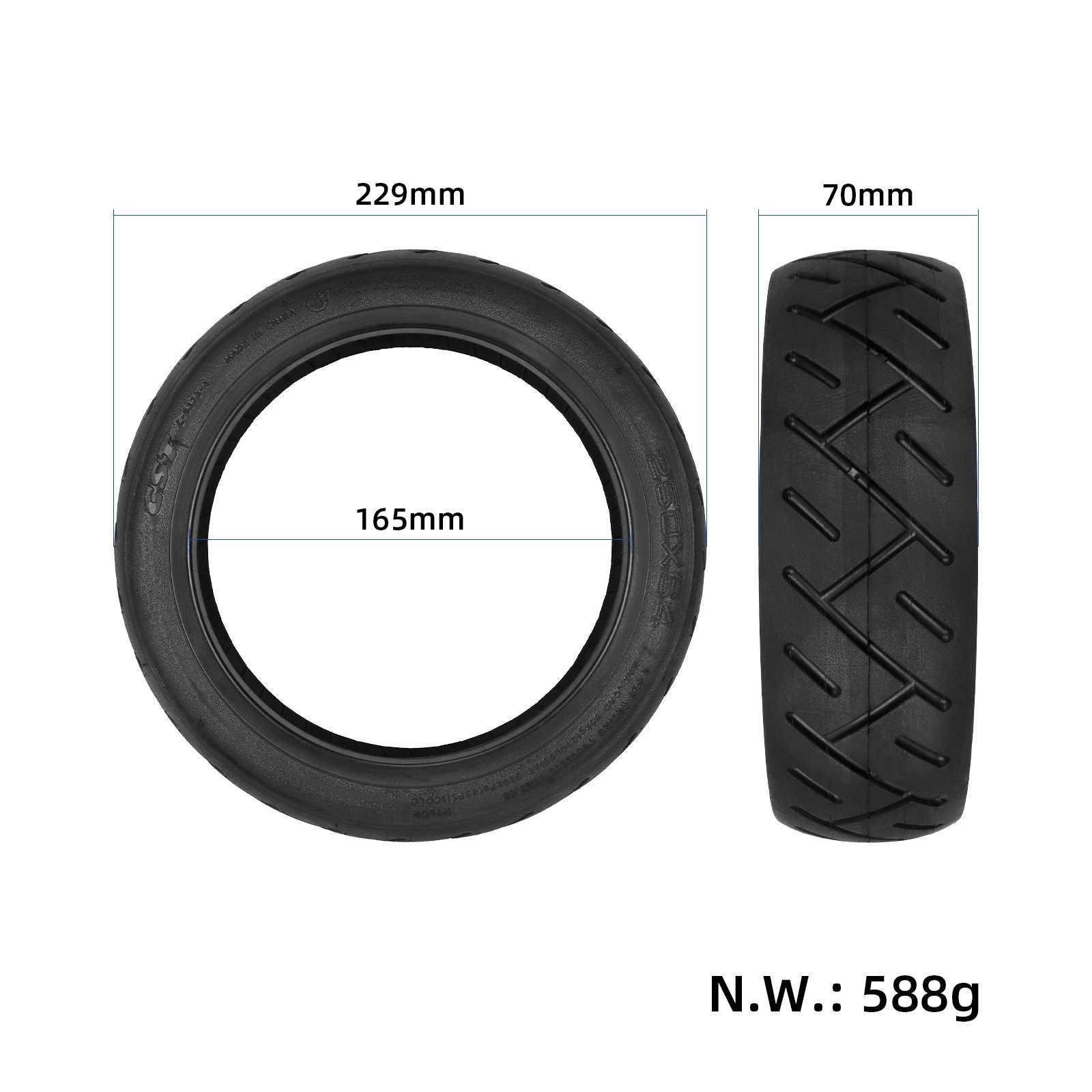 CST 250×64 (10 colių) bekamerinė padanga Xiaomi 4 Ultra / Navee S65 elektriniams paspirtukams