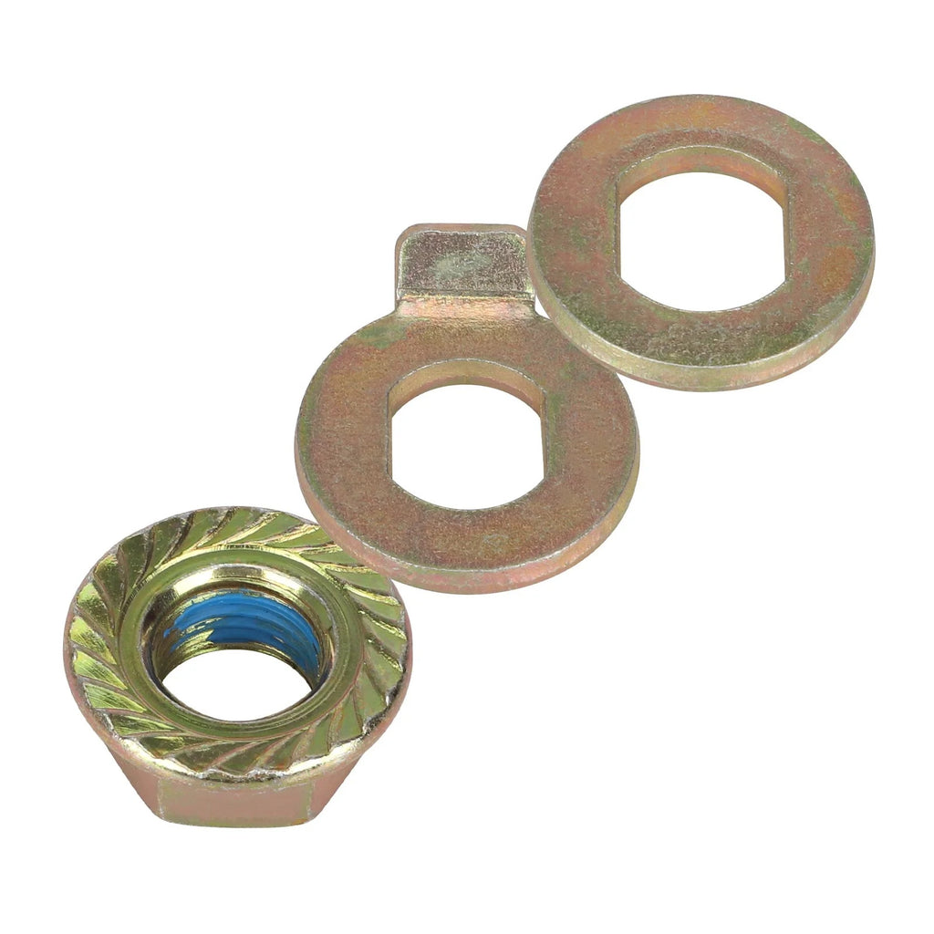 12 mm rato tvirtinimo komplektas (veržlė + poveržlė + fiksavimo poveržlė su auselėmis)