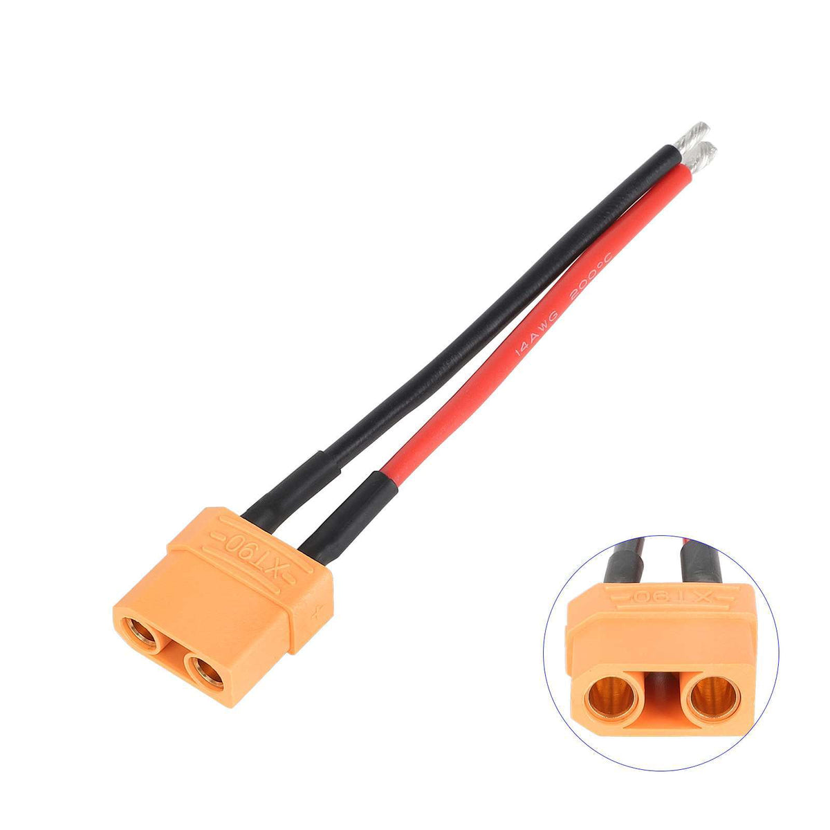 XT90 Jungtis Lizdas su 10cm Kabeliu (14 AWG)