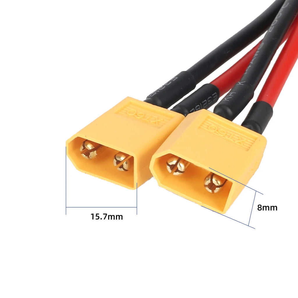XT60 Paralelinis Kabelis 1 Lizdas į 2 Kištukus (14 AWG)