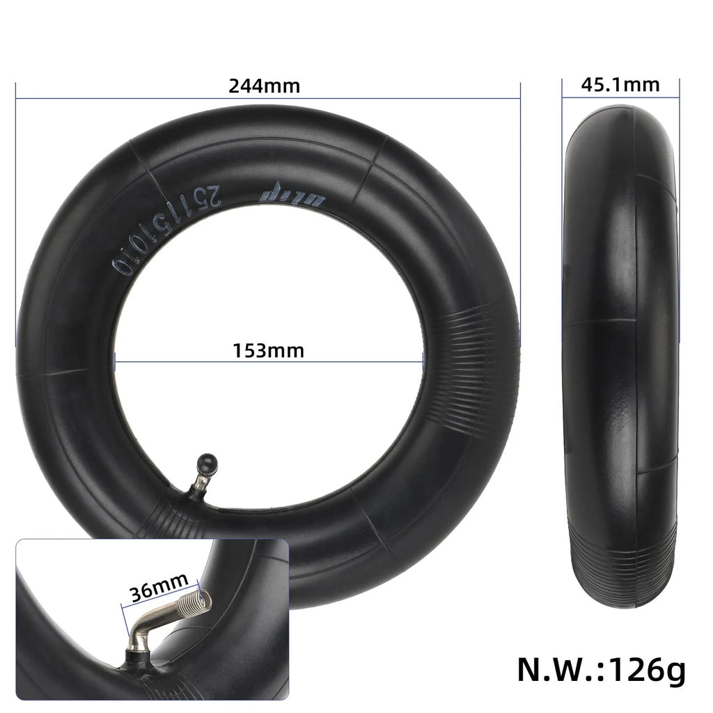 Vidinė kamera paspirtukui 10x2.75-6.5  90° užlenktas ventilis, Sutvirtinta guma