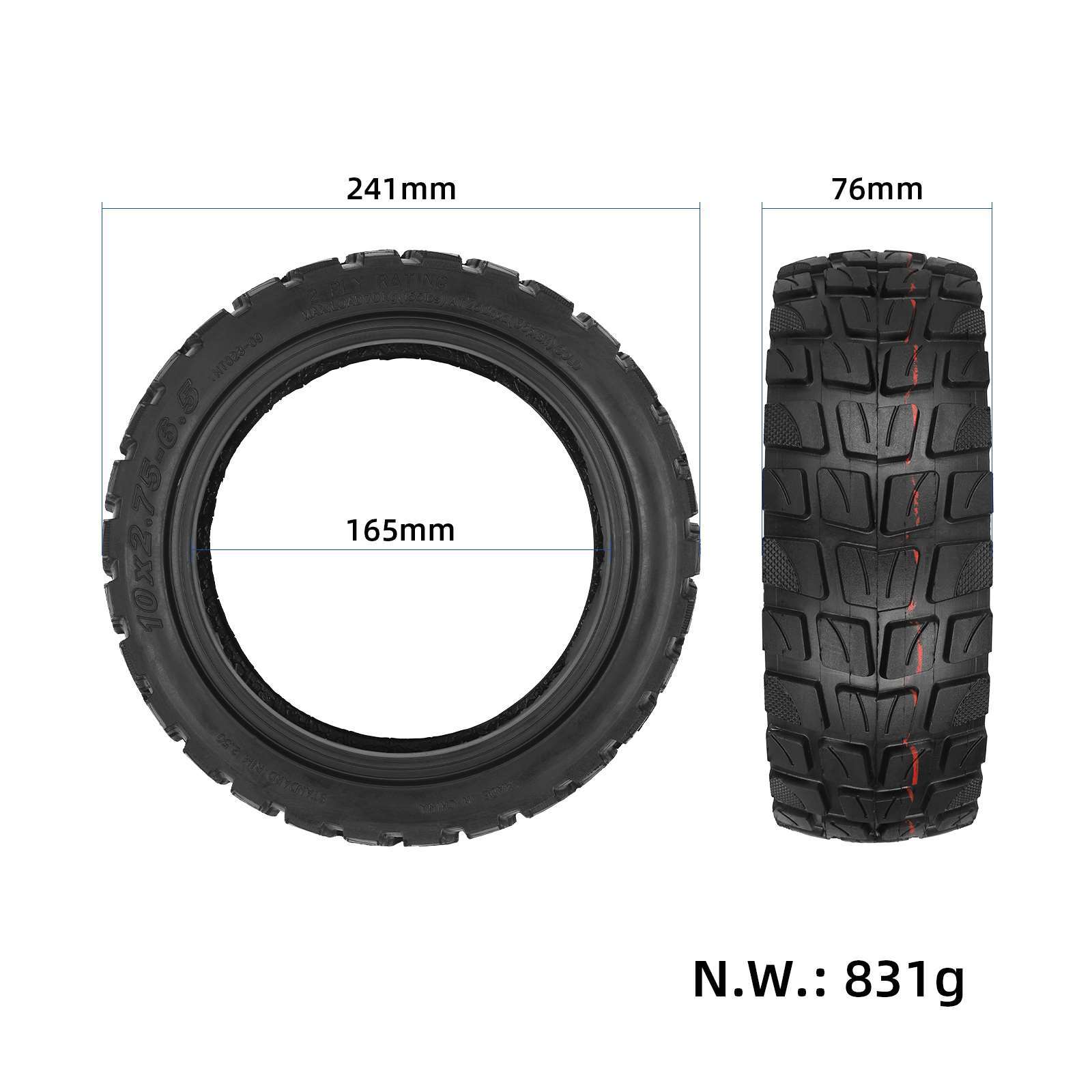 Bekamerinė padanga elektriniams paspirtukams 10x2.75-6.5 (70/65-6.5) Kukirin G2 / G3 / G2 Master
