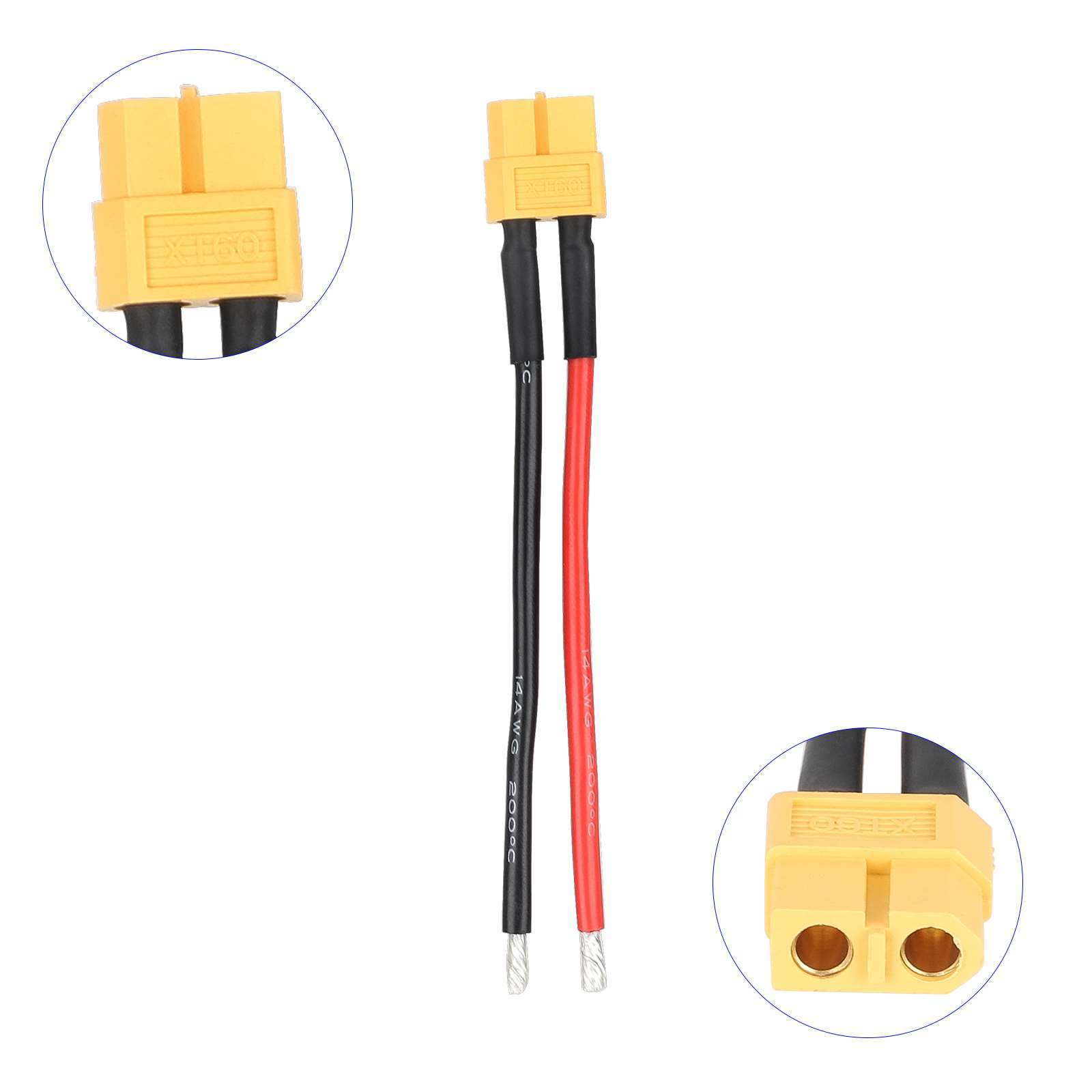XT60 Jungtis Kištukas su 10cm Kabeliu (14 AWG)